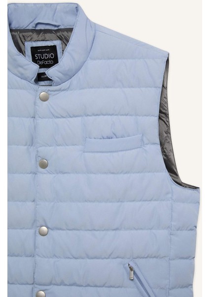 Slim Fit Dar Kesim Çıtçıtlı Kaz Tüyü Yelek E6420AX25SP