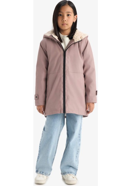 Kız Çocuk Su Geçirmez Kapüşonlu Fermuarlı Yağmurluk C5229A825AU