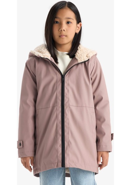 Kız Çocuk Su Geçirmez Kapüşonlu Fermuarlı Yağmurluk C5229A825AU