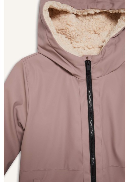 Kız Çocuk Su Geçirmez Kapüşonlu Fermuarlı Yağmurluk C5229A825AU