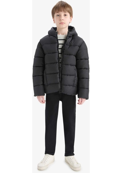 Erkek Çocuk Su Geçirmez Kapüşonlu Fermuarlı Şişme Mont A1875A825AU