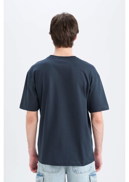 %100 Pamuk Oversize Geniş Kalıp Bisiklet Yaka Basic Düz Kısa Kollu Tişört E6885AXNS