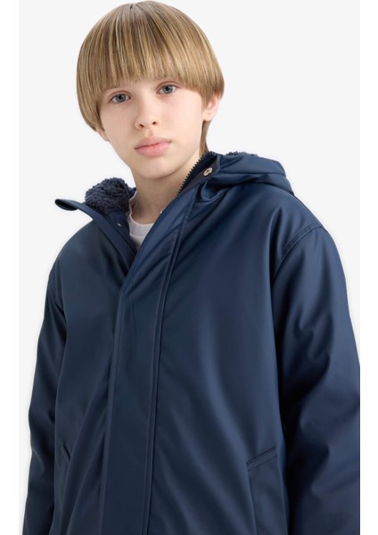 Erkek Çocuk Su Geçirmez Kapüşonlu Pelüş Astar Yağmurluk C4315A825AU