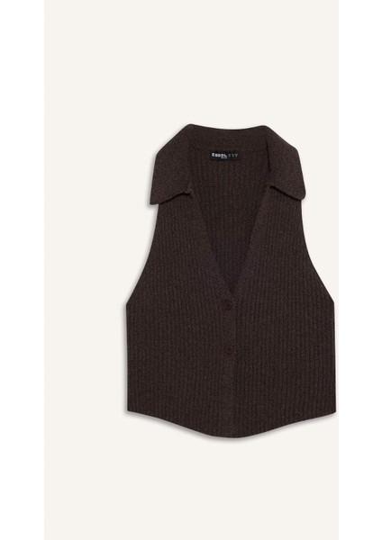 Coool Slim Fit Dar Kesim Düğmeli Triko Yelek D3584AX25SP