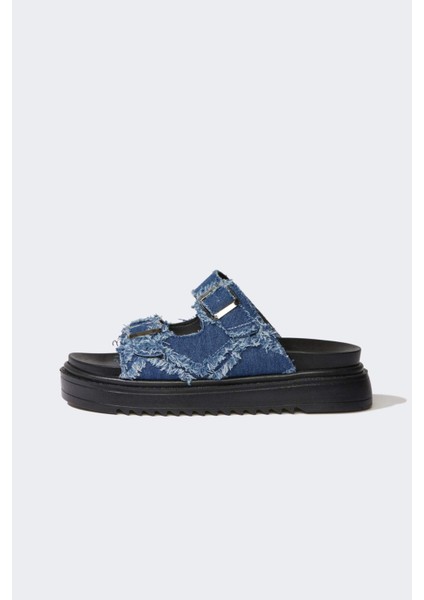 Kadın Düz Taban Çift Bantlı Jean Terlik E7048AX25SP