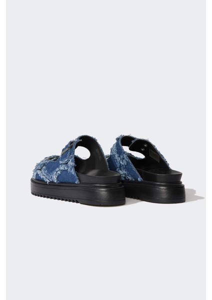 Kadın Düz Taban Çift Bantlı Jean Terlik E7048AX25SP