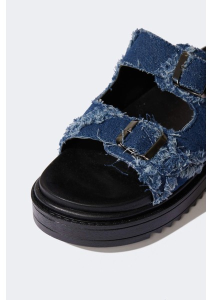 Kadın Düz Taban Çift Bantlı Jean Terlik E7048AX25SP