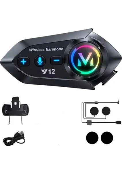 Y12 Motor Kask Kulaklık Rgb Modlu Radyolu Motosiklet Kulaklık 5.3 Bluetooth Intercom - Lisinya