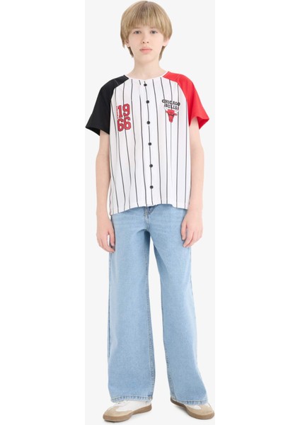 Erkek Çocuk NBA Chicago Bulls V Yaka Sırt Baskılı Kısa Kollu Tişört E4834A825SM