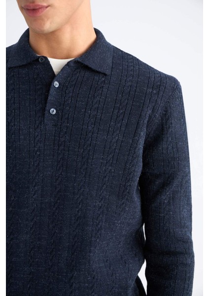 Standart Fit Polo Yaka Triko Kazak E6366AX24WN