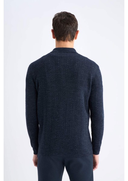 Standart Fit Polo Yaka Triko Kazak E6366AX24WN