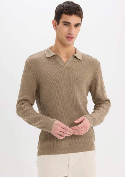 Standart Fit Polo Yaka Triko Kazak E6752AX24WN