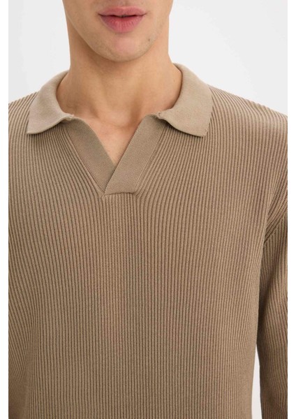 Standart Fit Polo Yaka Triko Kazak E6752AX24WN