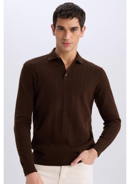 Standart Fit Polo Yaka Triko Kazak E6366AX24WN