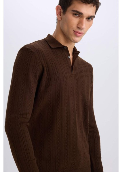 Standart Fit Polo Yaka Triko Kazak E6366AX24WN