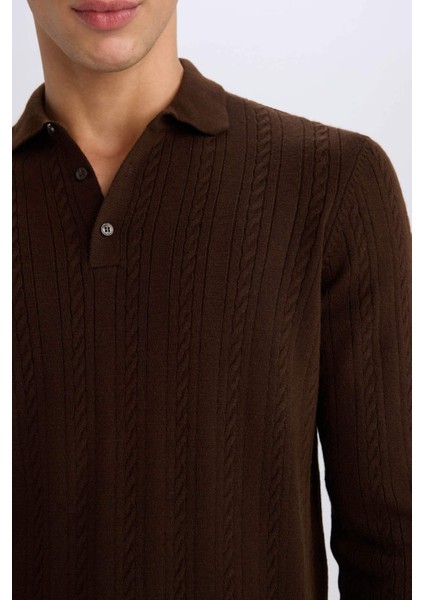 Standart Fit Polo Yaka Triko Kazak E6366AX24WN