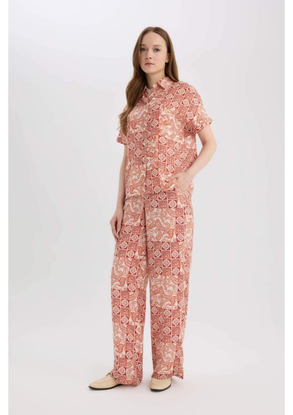 Regular Fit Geniş Bol Paça Desenli Pantolon D4631AX25SP