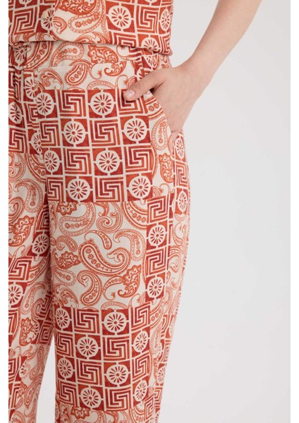 Regular Fit Geniş Bol Paça Desenli Pantolon D4631AX25SP