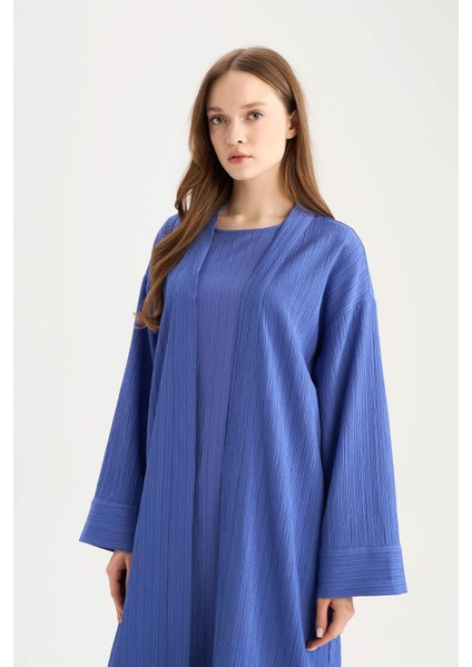 Relax Fit Şal Yaka Krinkıl Kumaş Uzun Kimono E1816AX25SP