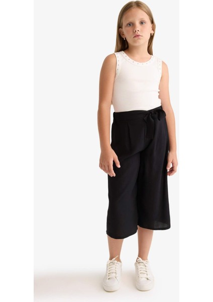 Kız Çocuk Culotte Geniş Paça Viskon Kapri