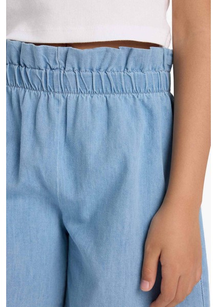 Kız Çocuk Beli Lastikli Jean Şort E6690A825SM