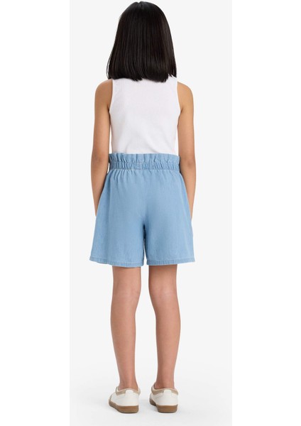 Kız Çocuk Beli Lastikli Jean Şort E6690A825SM