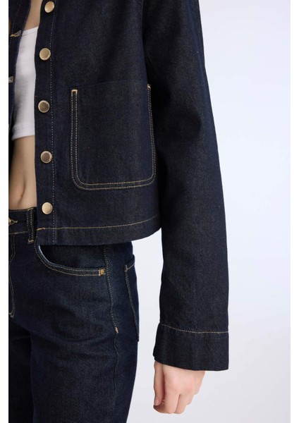 Crop Düğmeli Cepli Denim Ceket D5153AX25SP