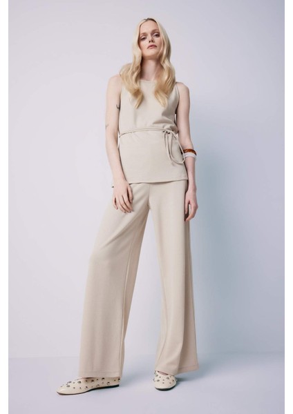 Wide Leg Geniş Paça Basic Düz Pike Pantolon E5784AX25SP