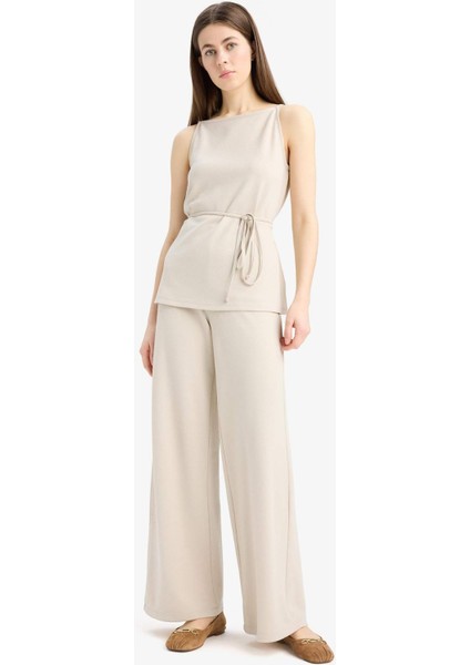 Wide Leg Geniş Paça Basic Düz Pike Pantolon E5784AX25SP