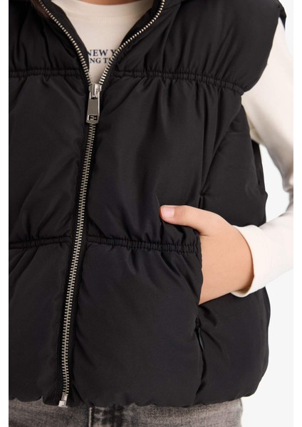 Kız Çocuk Su İtici Kapüşonlu Fermuarlı Şişme Yelek C4971A825AU