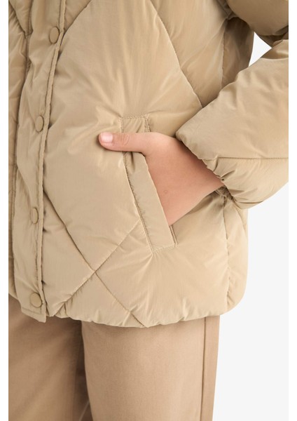 Kız Çocuk Kapüşonlu Fermuarlı Çıtçıtlı Kapitoneli Mont A0839A825AU