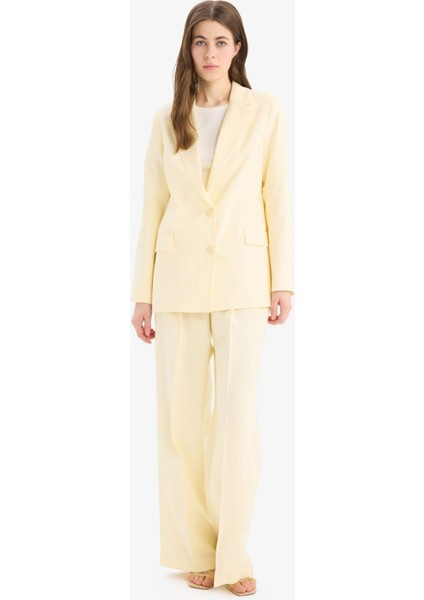 Afra x DeFacto Loose Fit Kruvaze Yaka Düğmeli Blazer Ceket Z8276AZ25SP