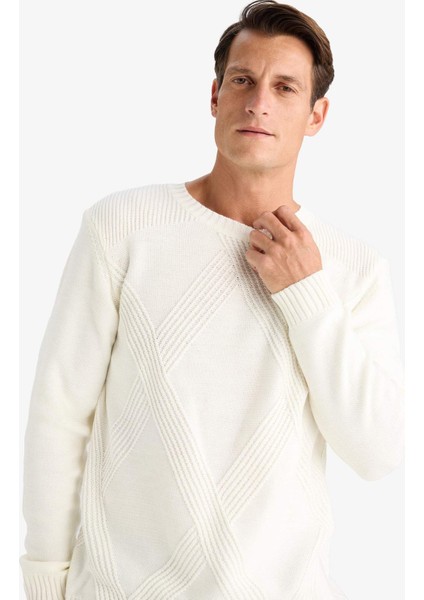 Standart Fit Bisiklet Yaka Triko Kazak E6990AX24WN