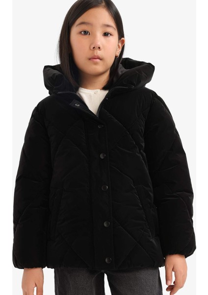 Kız Çocuk Kapüşonlu Fermuarlı Çıtçıtlı Kapitoneli Mont A0839A825AU