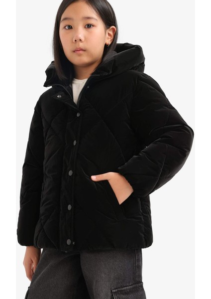 Kız Çocuk Kapüşonlu Fermuarlı Çıtçıtlı Kapitoneli Mont A0839A825AU