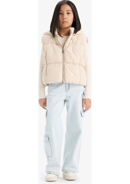 Kız Çocuk Su İtici Kapüşonlu Fermuarlı Şişme Yelek C4971A825AU