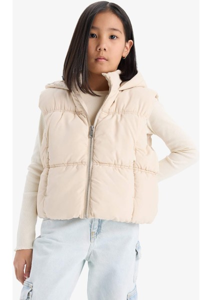 Kız Çocuk Su İtici Kapüşonlu Fermuarlı Şişme Yelek C4971A825AU