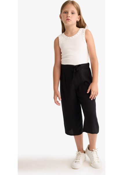 Kız Çocuk Culotte Geniş Paça Viskon Kapri