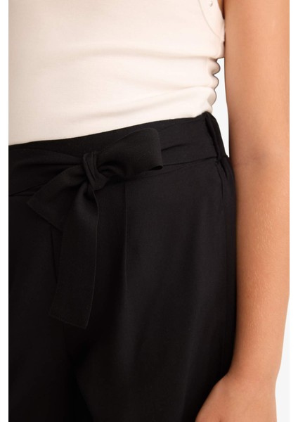 Kız Çocuk Culotte Geniş Paça Viskon Kapri