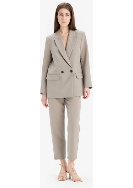 Carrot Fit Crop Kumaş Pantolon Fermuarlı Yüksek Bel Dar Paça C2466AX25SP