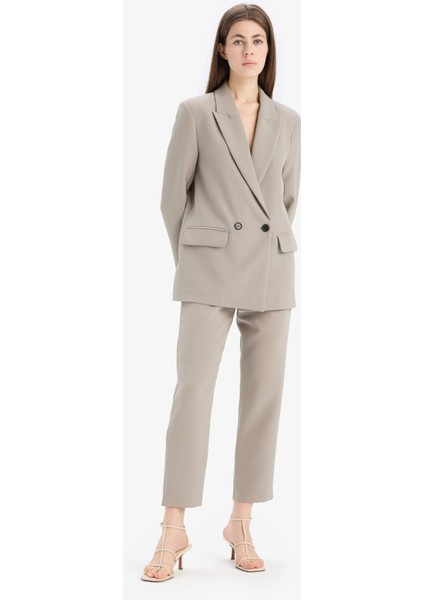 Carrot Fit Crop Kumaş Pantolon Fermuarlı Yüksek Bel Dar Paça C2466AX25SP