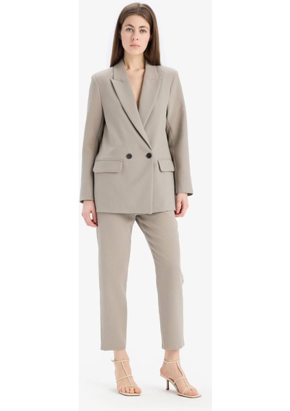 Carrot Fit Crop Kumaş Pantolon Fermuarlı Yüksek Bel Dar Paça C2466AX25SP