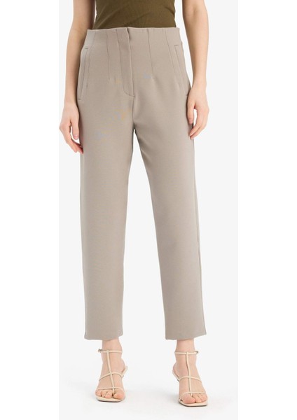 Carrot Fit Crop Kumaş Pantolon Fermuarlı Yüksek Bel Dar Paça C2466AX25SP