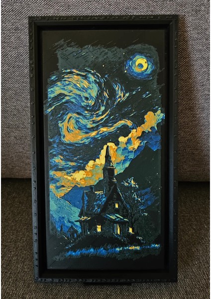 Mountain Refuge Moonlit Haven Kabartmalı Tablo