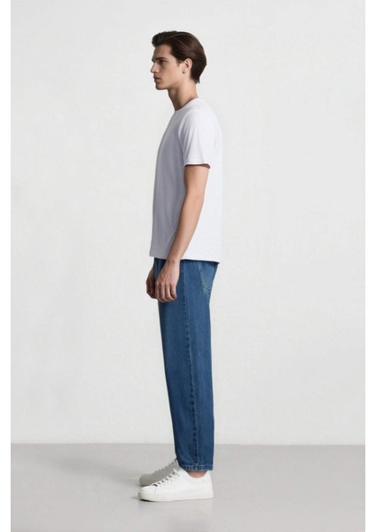 %100 Pamuk Baggy Fit Geniş Kalıp Normal Bel Geniş Paça Jean Pantolon B5783AX25SP