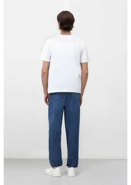 %100 Pamuk Baggy Fit Geniş Kalıp Normal Bel Geniş Paça Jean Pantolon B5783AX25SP