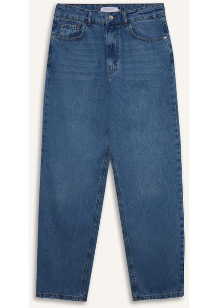 %100 Pamuk Baggy Fit Geniş Kalıp Normal Bel Geniş Paça Jean Pantolon B5783AX25SP