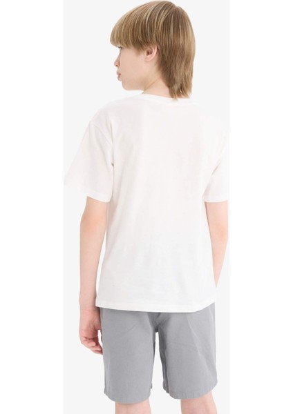 Erkek Çocuk Bisiklet Yaka Baskılı Kısa Kollu Tişört