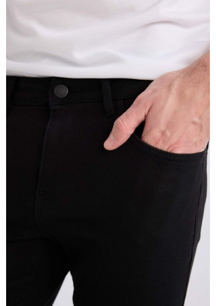 Carlo Skinny Fit Solmayan Renk Ekstra Dar Kalıp Normal Bel Ekstra Dar Paça Siyah Jean Pantolon R8763AZ25SP