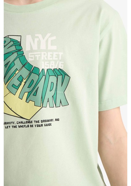 Erkek Çocuk Bisiklet Yaka Baskılı Kısa Kollu Tişört E6310A825HS